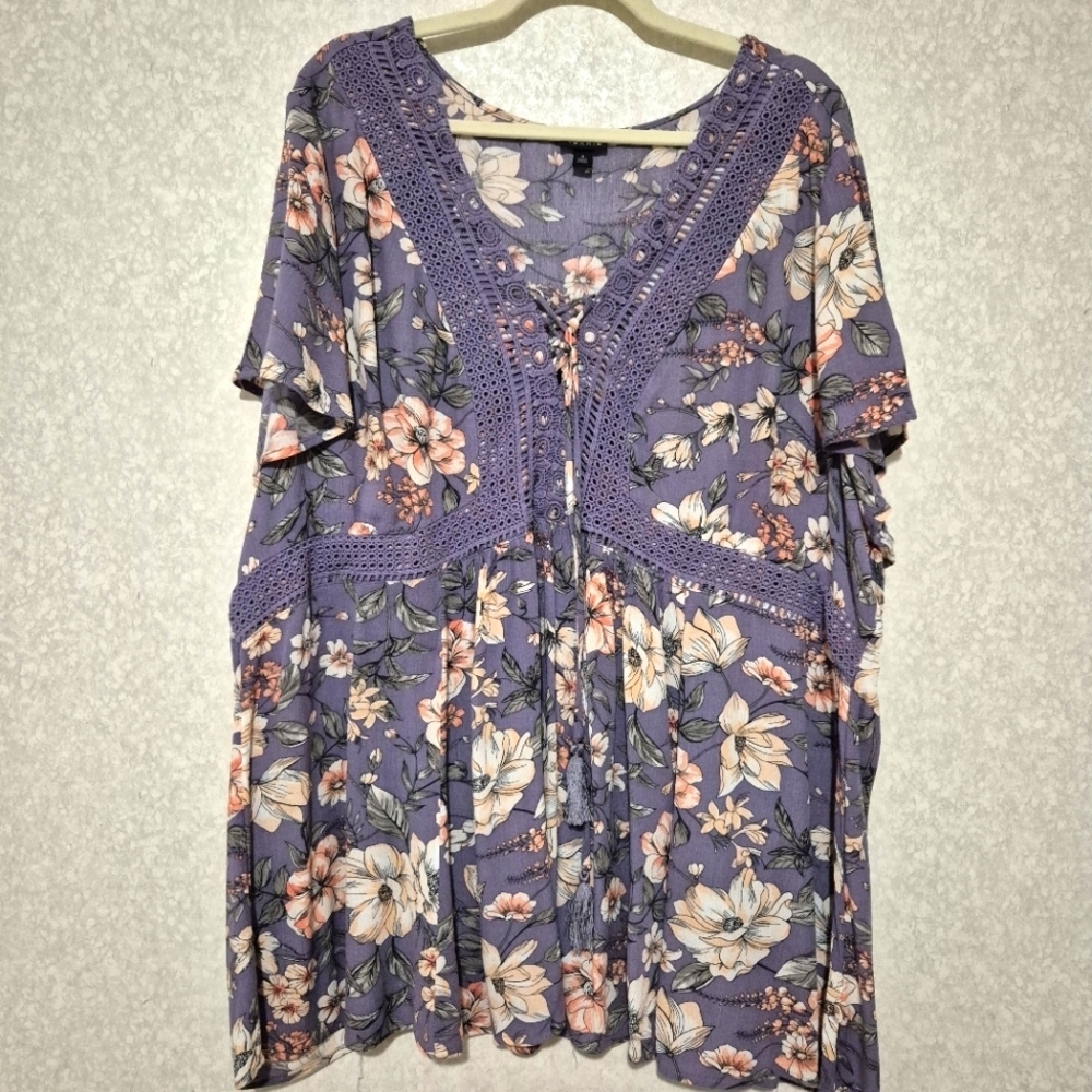 Torrid Purple Relaxed Short Sleeve Tunic..SIZE:4